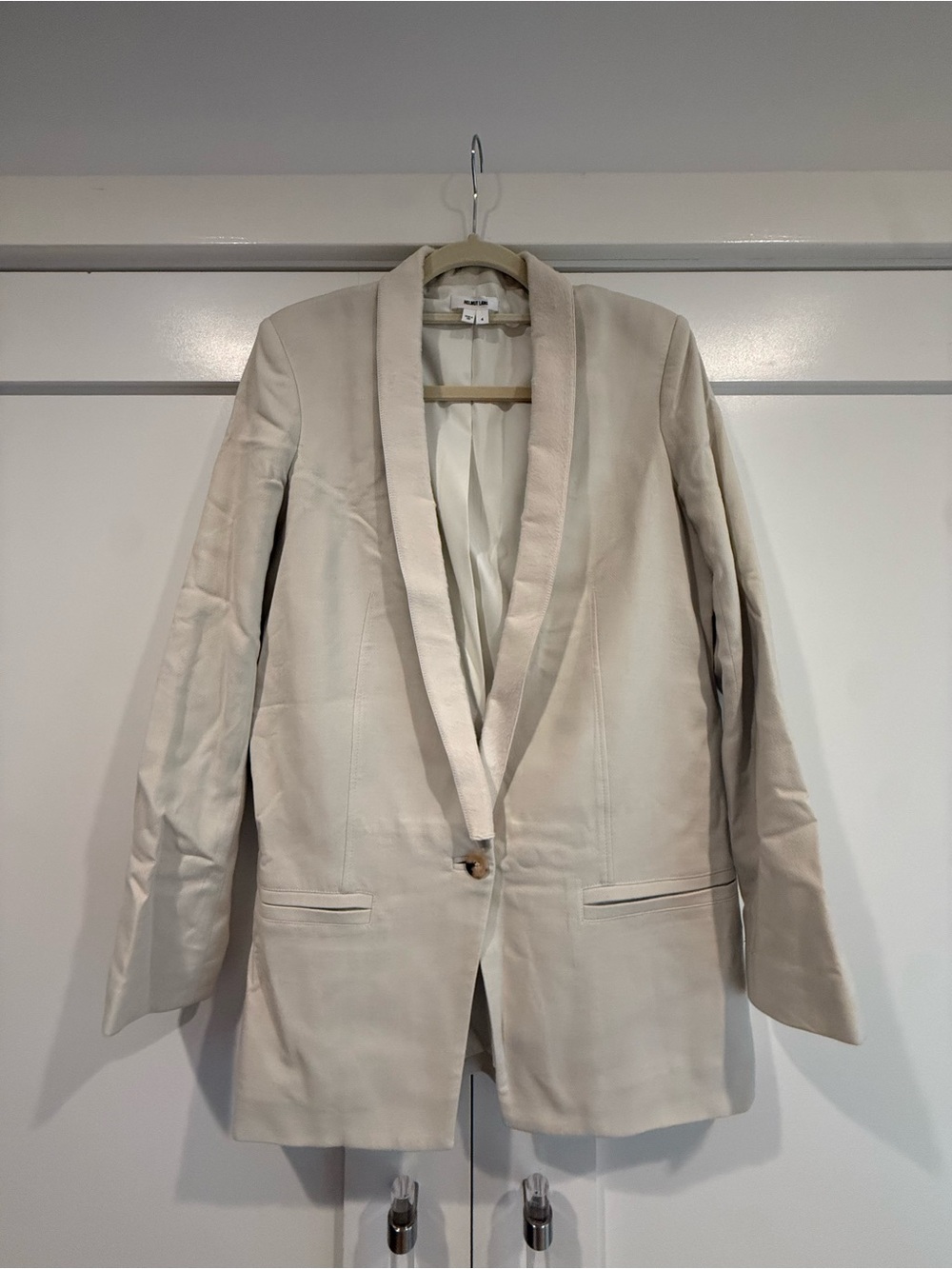 Helmut Lang Cream Single-Button Shawl Collar Blazer